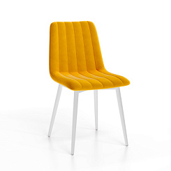 Стул Тибо (каркас белый нубук коллекции Lamb горчичный) Стул Тибо (каркас белый нубук коллекции Lamb горчичный)