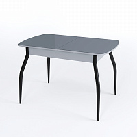Стол Чикаго СТ МП 1100(1400)*680*750 Ноги 01 черные (стекло Серое (графит) глянцевое цвет СР)